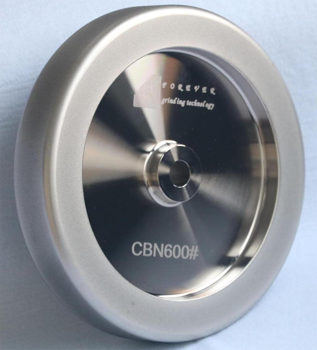 Generic 4 in 1 PLUS CBN Grinding Wheel 8'' Diameter, 5/8'' Arbor,1.5'' Wide with 1/4'' Radius,1'' Down The Side,for Sharpening Woodturning and HSS Tools(180 Grit), Silver