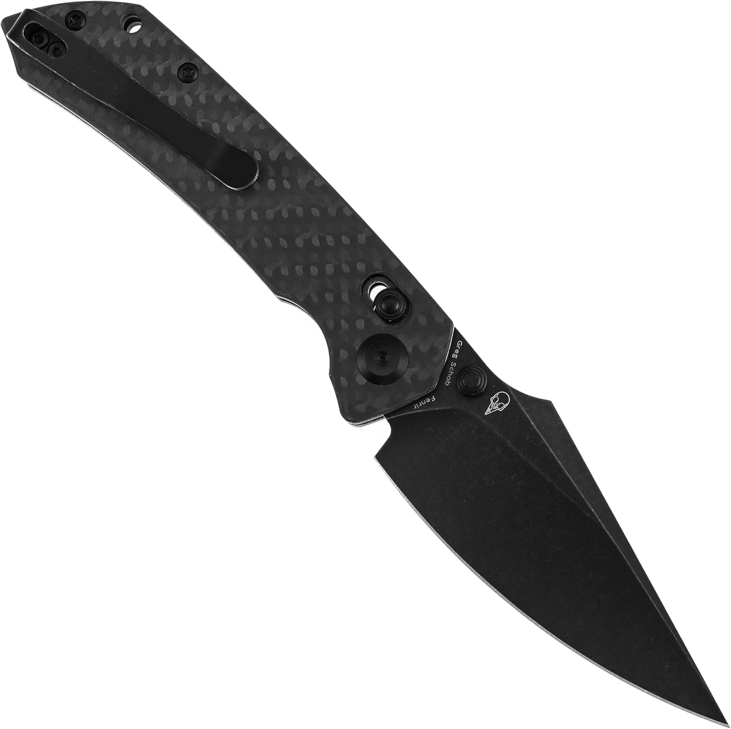 KANSEPT Fenrir Pocket Knife, 3.48'' Black Stonewashed CPM S35VN Harpoon Blade, Twil Carbon Fiber Handle with Crossbar Lock, Thumb Stud PocketClip for Edc,Camping Survival Hiking Folding Knives K1034V5