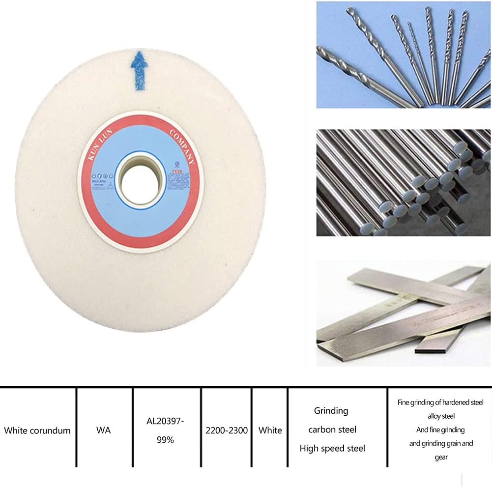 Bench Grinder Wheels, White Corundum Grinding Wheel 200mm OD 32mm Hole 20mm Thick Multiple Grits(120 Grit)