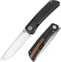 KATSU Folding Pocket Japanese Knife, 17 Layers ZDP-189 Super Steel Convex Grind Blade, Titanium Alloy Handle & Clip, Frame Lock, Leather Sheath