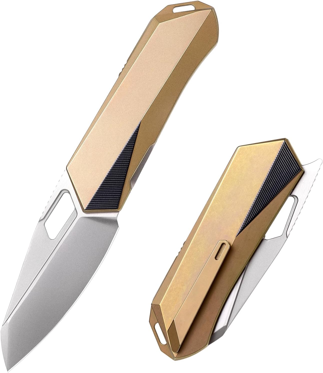 REMETTE RT-Woodpecker Folding Pocket Knife M390 Blade Titanium Handle (Gold)