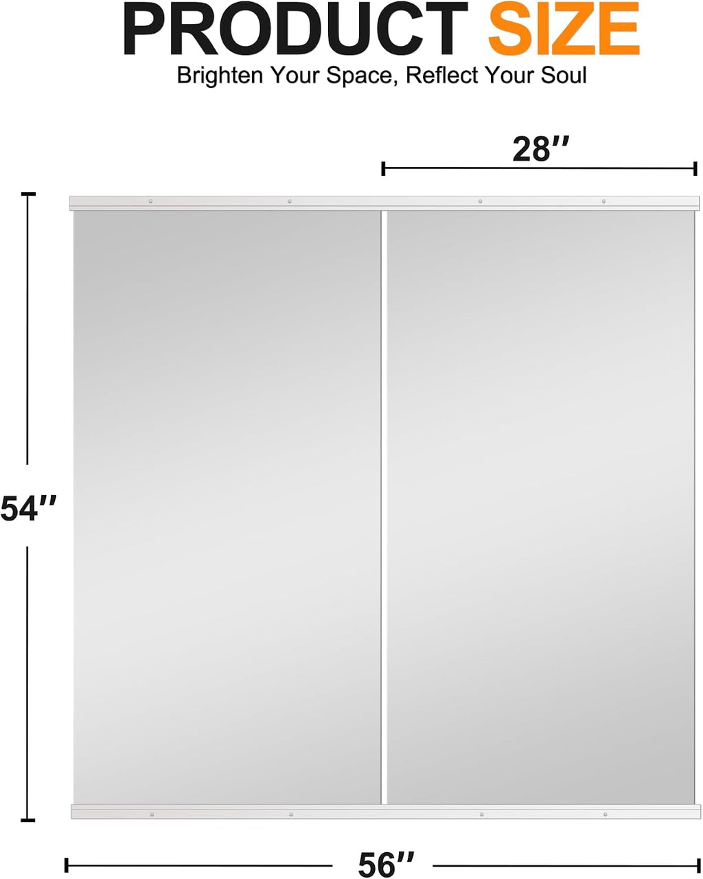 Delma Home Gym Mirror,54''x28''x2PCS Silver,Large Full Body Tempered Glass Frameless, Wall-Mounted for Gym, Yoga, Garage, Bedroom, Bathroom