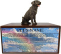 Wooden Pet Urns for Dogs with Chocolate Labrador Figurine & Poem Lend Me A Puppy | Personalized Dog Memorial Urn for Ashes | Medium Paulownia Pet Urn for Lab | Pet Memorial | Conversation Concepts