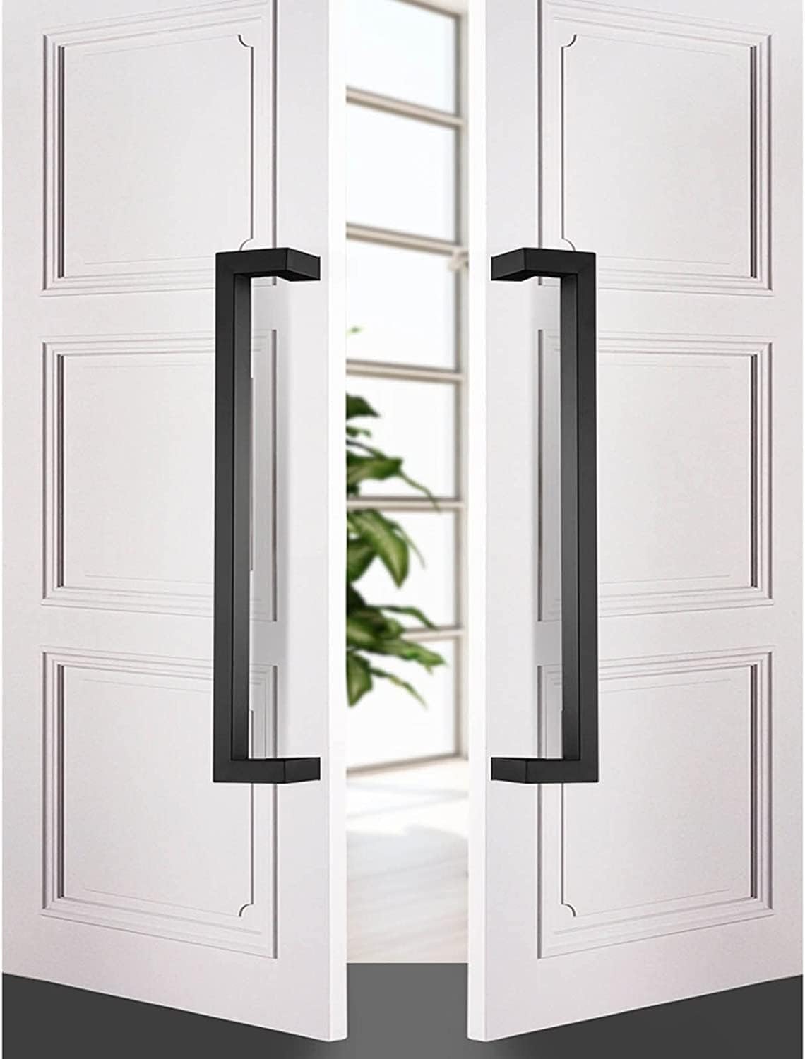 Barn Door Handle,Black/D Square Entry Door Handle,Modern Steel Push Pull Door Handle for Shower Glass Sliding Door/Barn Door/Interior Exterior Entry Door,Black-80cm/31.5inch