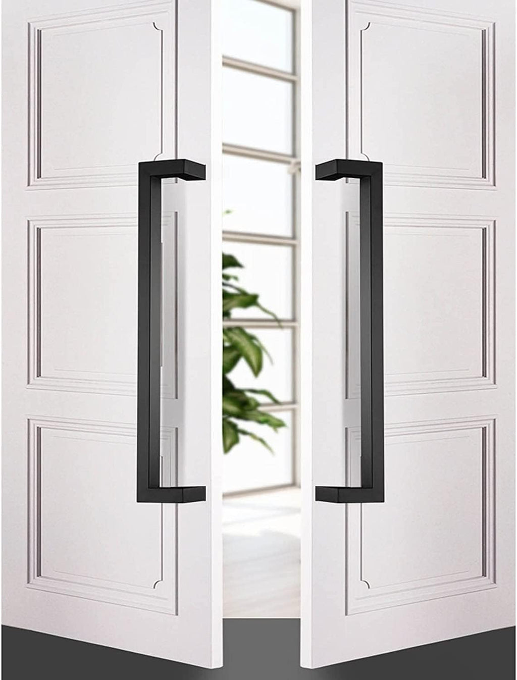 Barn Door Handle,Black/D Square Entry Door Handle,Modern Steel Push Pull Door Handle for Shower Glass Sliding Door/Barn Door/Interior Exterior Entry Door,Black-100cm/39.4inch