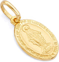 The World Jewelry Center 14k REAL Yellow Gold Religious Miraculous Mary Medal Charm Pendant - 3 Different Size Available