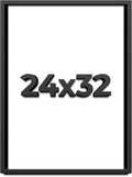 24x32 Shadow Box Black Solid Wood Display Frame with White Acid-Free Backing UV Acrylic & Hanging Hardware - with 3/4' Usable Depth