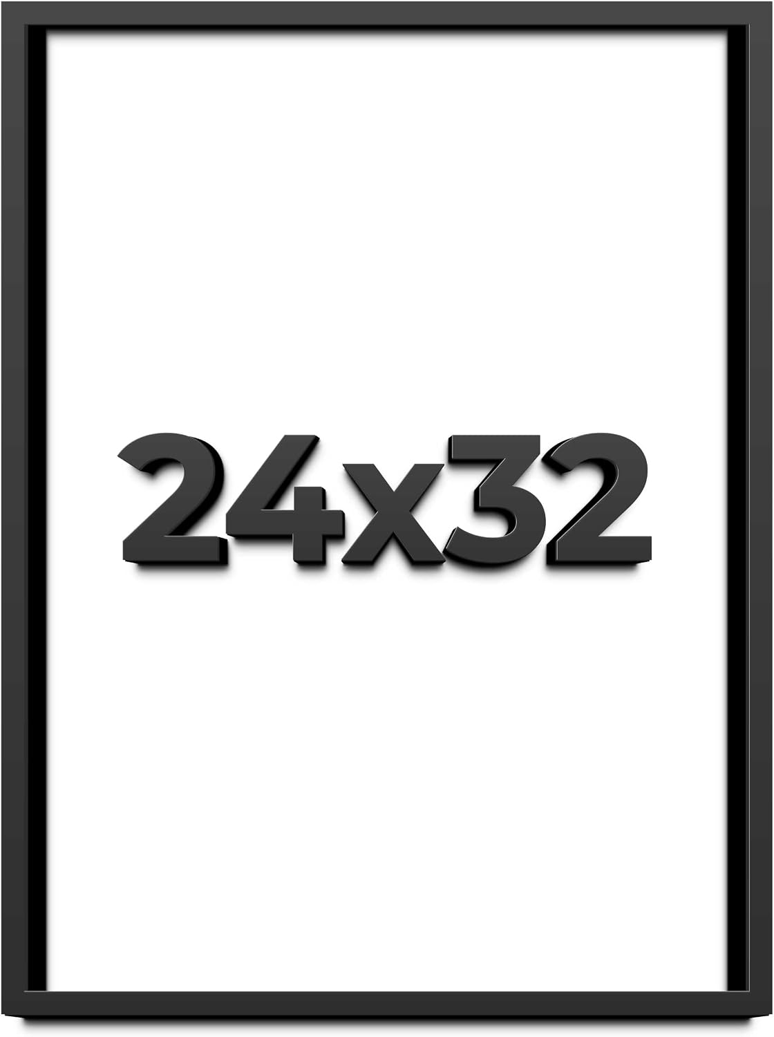 24x32 Shadow Box Black Solid Wood Display Frame with White Acid-Free Backing UV Acrylic & Hanging Hardware - with 3/4' Usable Depth