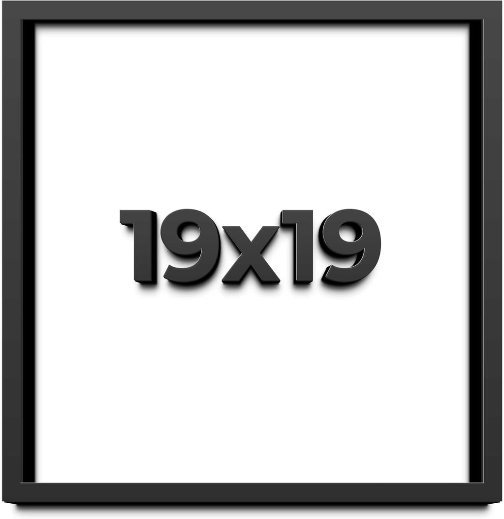19x19 Shadow Box Black Solid Wood Display Frame with White Acid-Free Backing UV Acrylic & Hanging Hardware - with 3/4' Usable Depth
