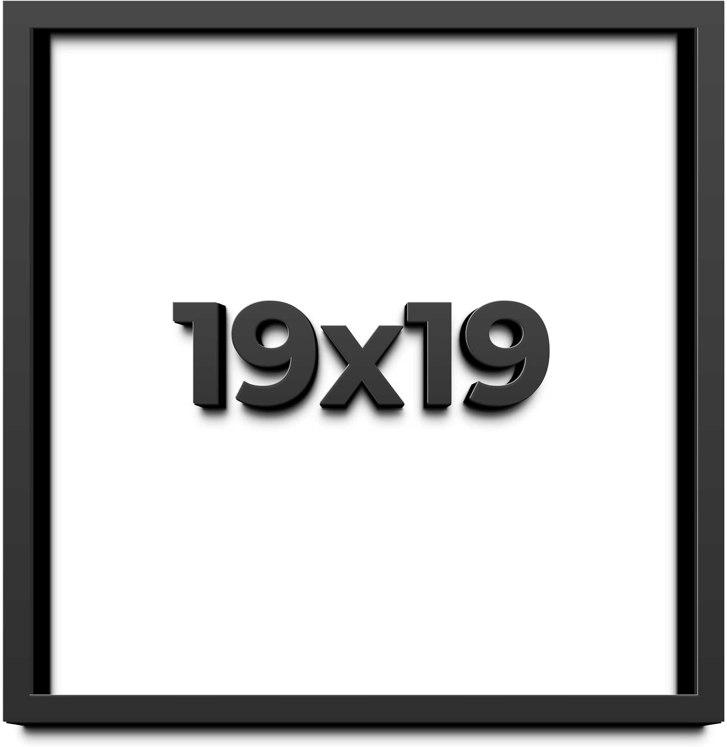 19x19 Shadow Box Black Solid Wood Display Frame with White Acid-Free Backing UV Acrylic & Hanging Hardware - with 3/4' Usable Depth