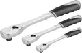 Ingersoll Rand 3-Piece 90-Tooth Ratchet Set – 1/4', 3/8', 1/2' Drive, Chrome Vanadium Steel, Sealed Heads, Comfort Grip Handles – 752026