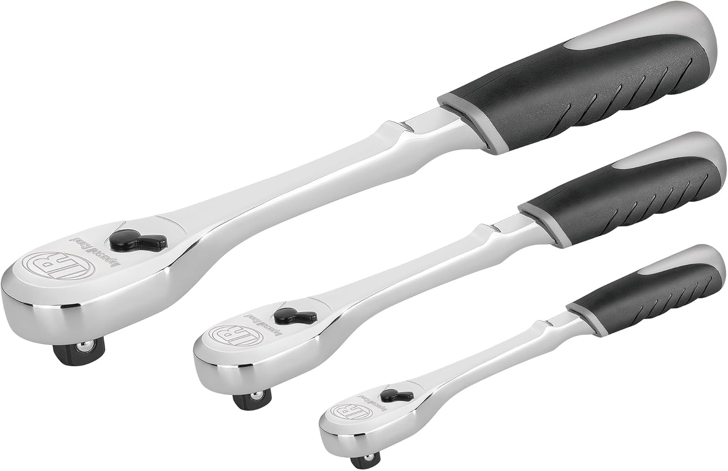 Ingersoll Rand 3-Piece 90-Tooth Ratchet Set – 1/4', 3/8', 1/2' Drive, Chrome Vanadium Steel, Sealed Heads, Comfort Grip Handles – 752026