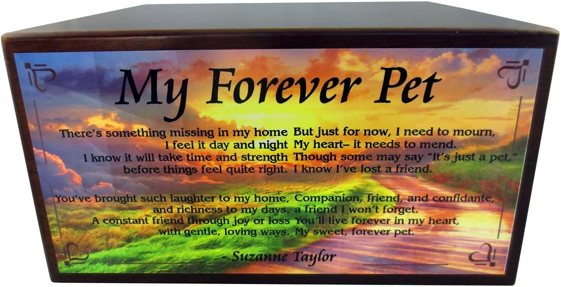 Wooden Pet Urns for Dogs with Yellow Labrador Figurine & Poem My Forever Pet | Personalized Dog Memorial Urn for Ashes | Medium Paulownia Pet Urn for Lab | Pet Memorial | Conversation Concepts