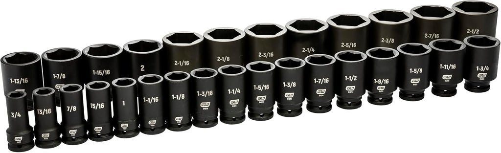 GEARWRENCH 29 Piece 3/4' Drive 6 Point Deep SAE Impact Socket Set | 3/4' to 2-1/2' | 84037