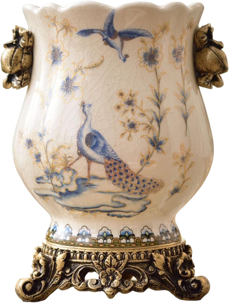 Vase Ceramic Tall Floor Vase Chinese Flower Vase for Art Home Décor Japanese Vase Shelf 8.3 Inch,Sophisticated Vessel for Decorative Branches and Dried Flower,Blue
