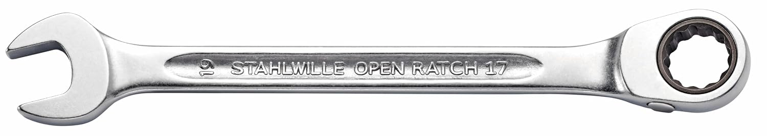 Stahlwille 96411705 Reversible Combination Ratcheting Spanners Open-Ratch Set, 5 Pieces, Size 8mm, 10mm, 13mm, 17mm and 19mm Spanner Openings, 72 Teeth, Bi-Hexagon, Made in Germany