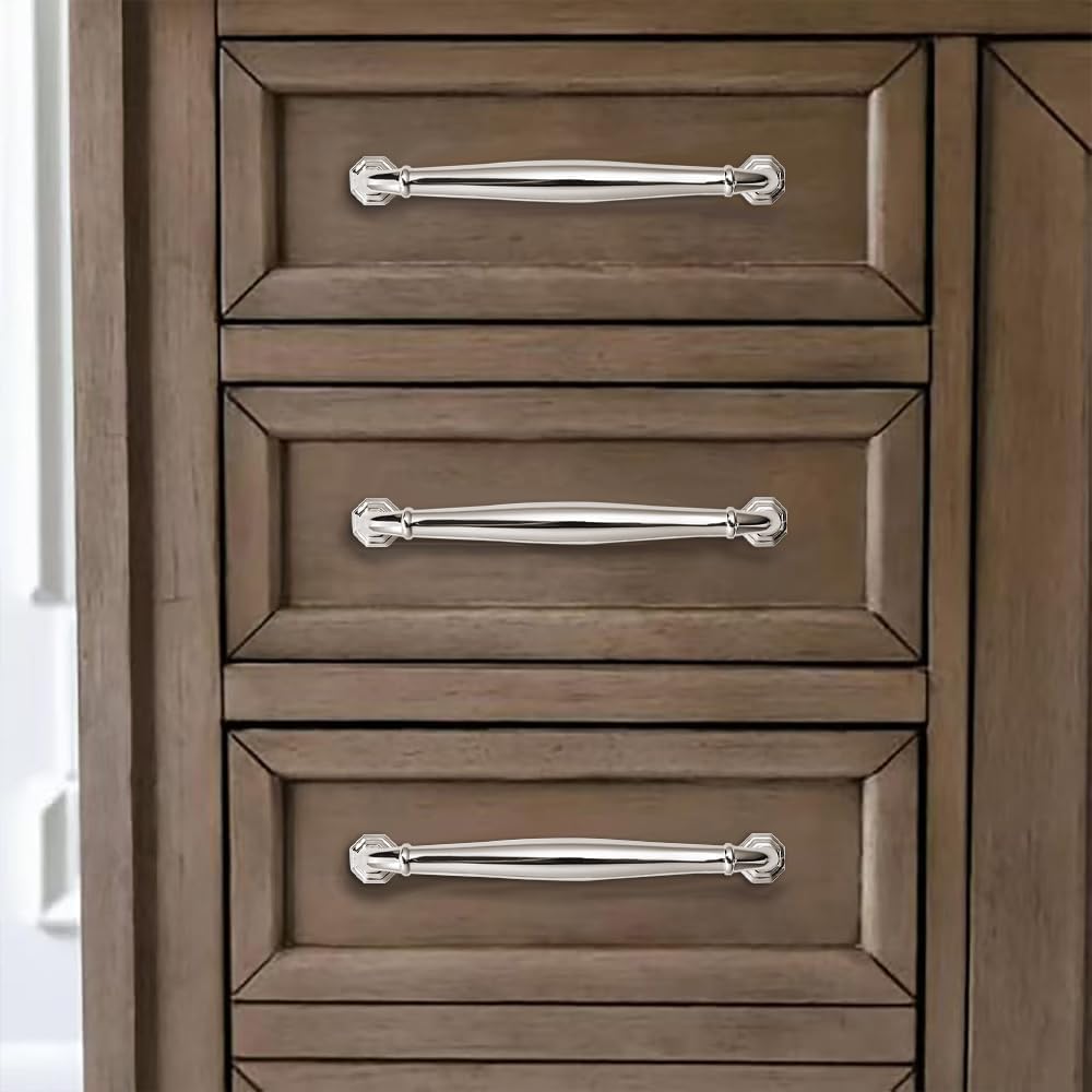 khtumeware 3 Pack Appliance Handle Pull 12 Inch(305mm) Polished Nickel Heavy Duty Solid Cabinet Handles Cabinet Pulls Heavy Duty Solid Cabinet Hardware for Cupboard Drawer Pulls Dresser Handle