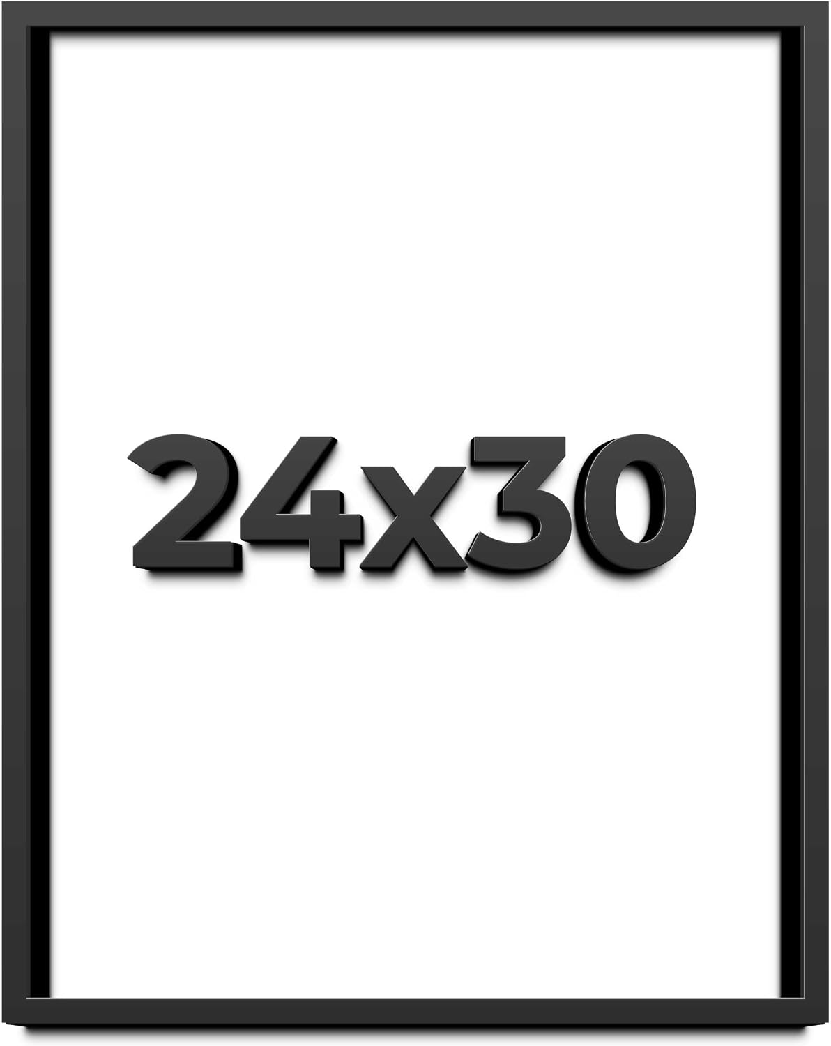24x30 Shadow Box Black Solid Wood Display Frame with White Acid-Free Backing UV Acrylic & Hanging Hardware - with 3/4' Usable Depth