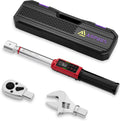 ANPUDS Adjustable Digital Torque Wrench, 1.5-99.6 Ft.lb, ±1% Accuracy | 2-135Nm, 45mm Jaw & 1/2' Ratchet, 14×18mm Open End, Vibration, Buzzer, LED Indicator for HVAC, Split AC, Motorcycle, Plumbing