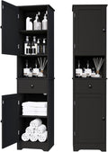 Viaozutis Tall Bathroom Cabinet, Storage Cabinet with 2 Doors & 2Drawer, with Ajustable Shelve, for Bathrooms, Kitchens,Entrances（Black）