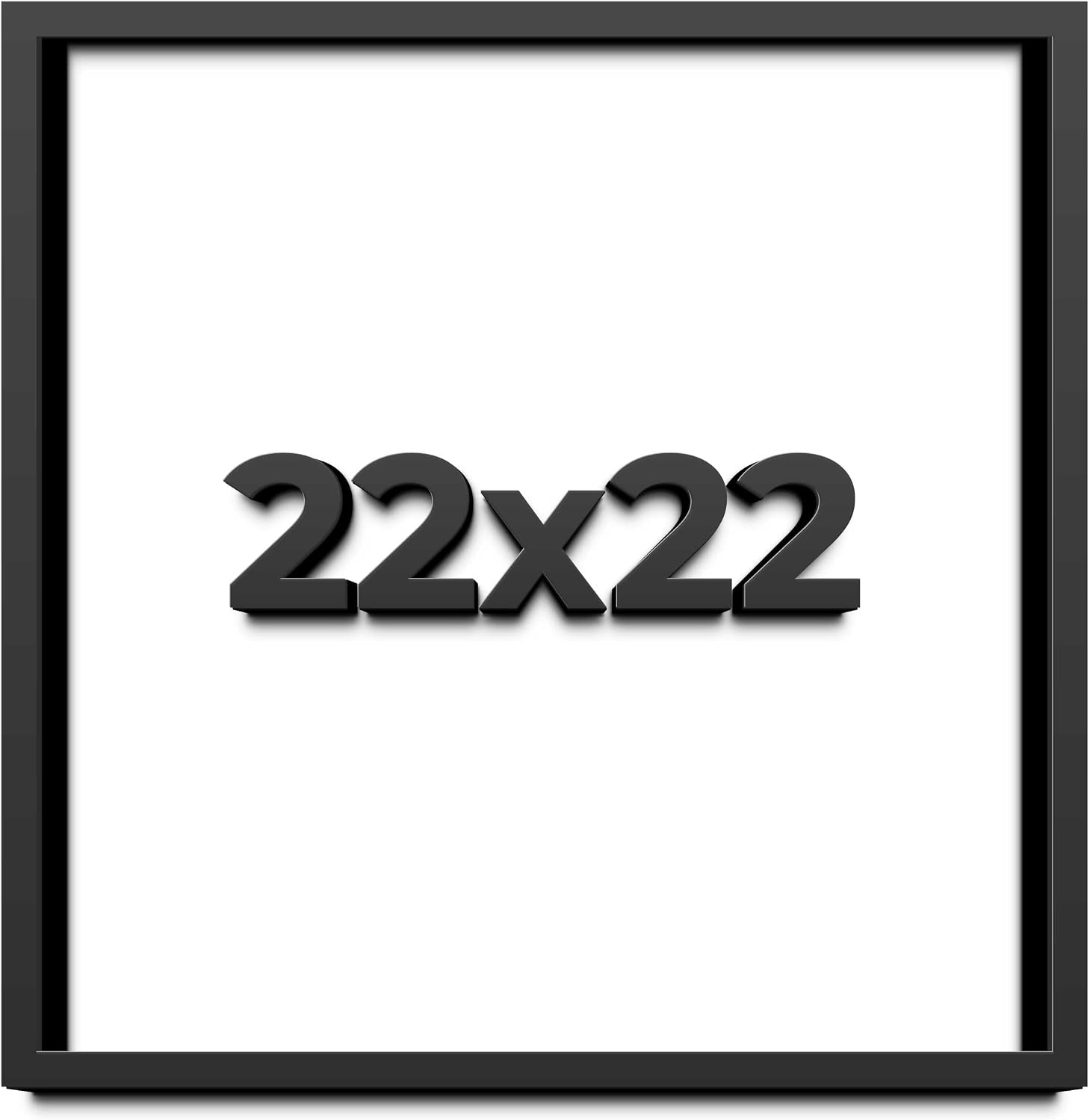 22x22 Shadow Box Black Solid Wood Display Frame with White Acid-Free Backing UV Acrylic & Hanging Hardware - with 3/4' Usable Depth