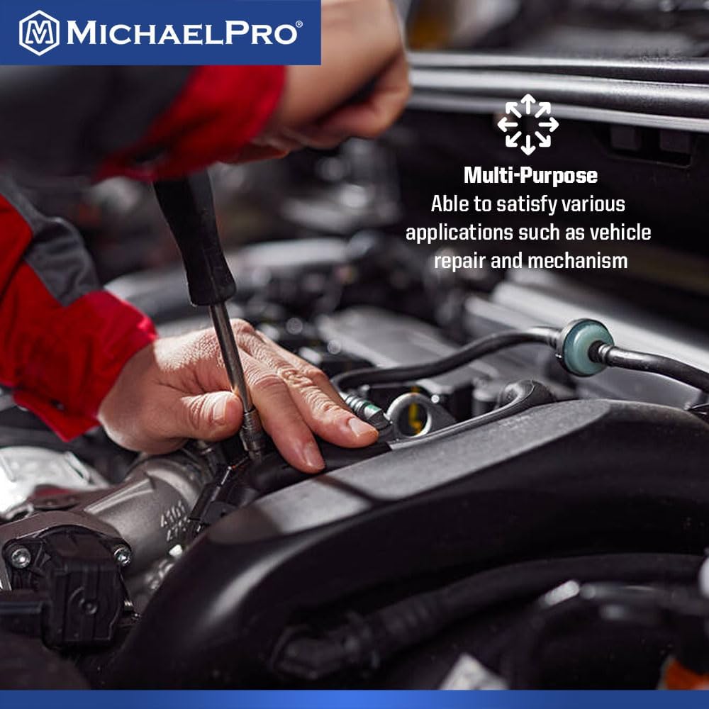 MichaelPro 62-Piece 1/4'' Dr. Socket Set, 90-Tooth Standard & Deep Sockets, SAE 3/16''-1/2'' & Metric 4-12mm, CR-V Steel, 6-Point Design, with Ratchet, Extensions, Spinner Handle, 1/4' Bits | MP005059