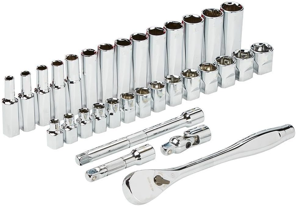 Socket & Socket Wrench Sets,Mechanics Tool Set, Fits for Milwaukee 48-22-9482 3/8' Ratchet Metric Socket Set w/PACKOUT Case - 32pc, Mechanics Tool Set,Standard (SAE), Included Socket, Ratchet, Red