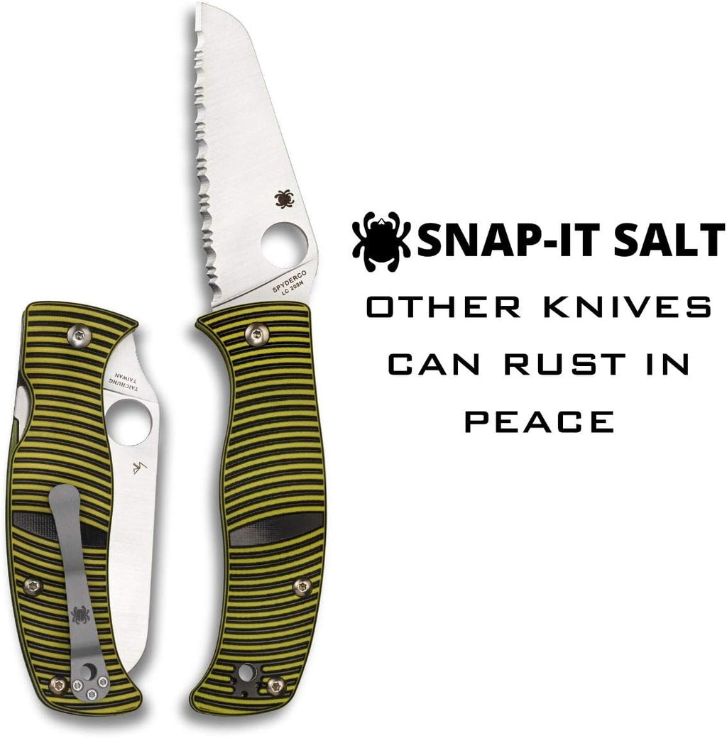 Spyderco Caribbean Salt Sheepfoot Knife with 3.70' LC200N Corrosion-Resistant Steel Blade with Black/Yellow G-10 Handle - SpyderEdge - C217GSSF