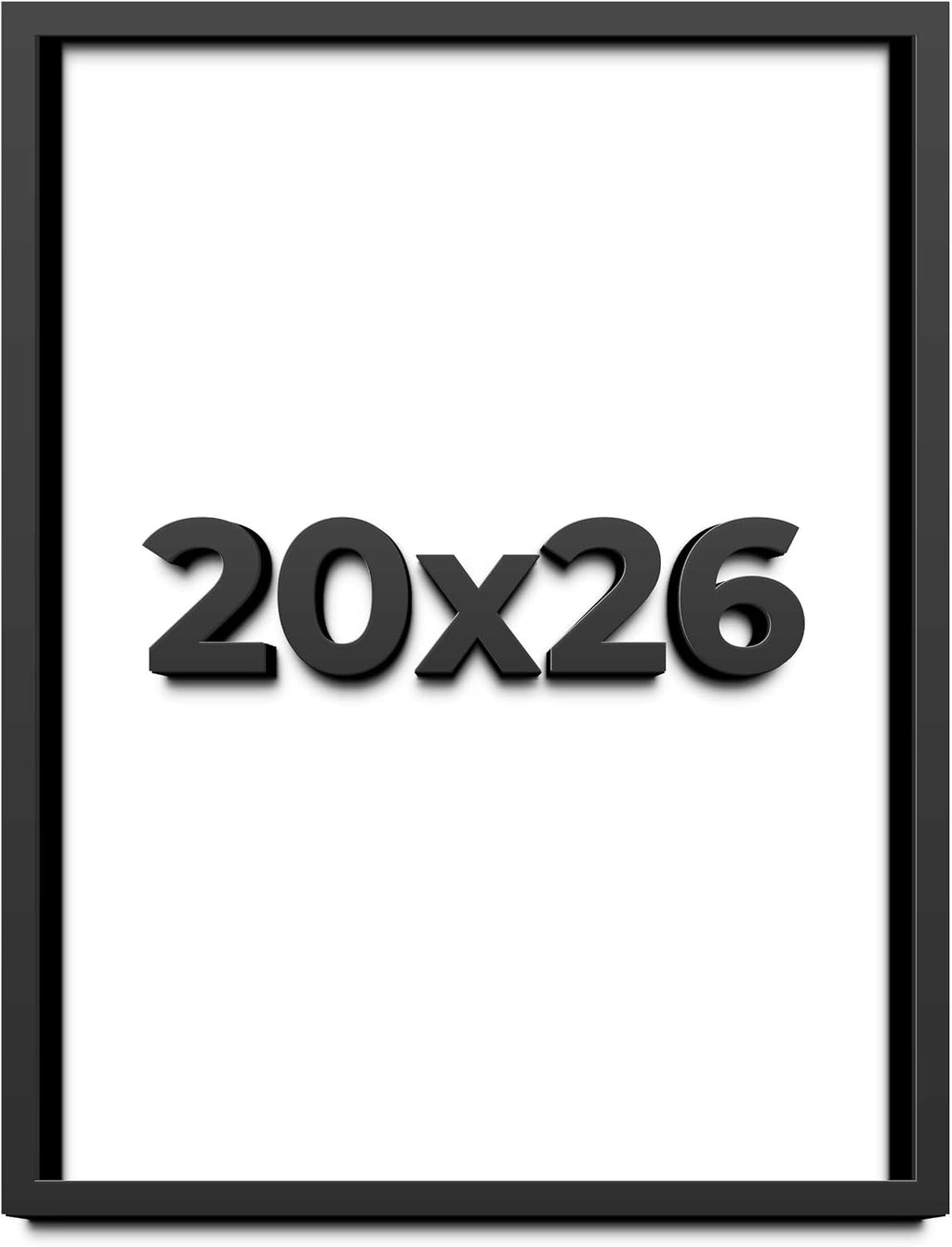 20x26 Shadow Box Black Solid Wood Display Frame with White Acid-Free Backing UV Acrylic & Hanging Hardware - with 3/4' Usable Depth