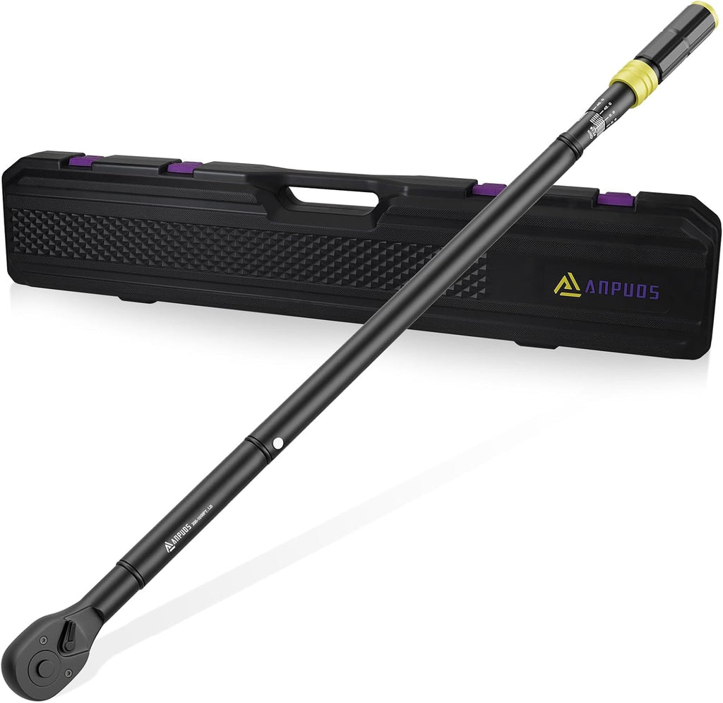 ANPUDS 3/4 Torque Wrench, 200-1000 Ft-Lb/271-1355 Nm, Heavy Duty Click Torque Wrench, 48-Tooth Quick Release Reversible Ratchet, Dual Scale for Semi Truck, Tractor & Diesel Maintenance
