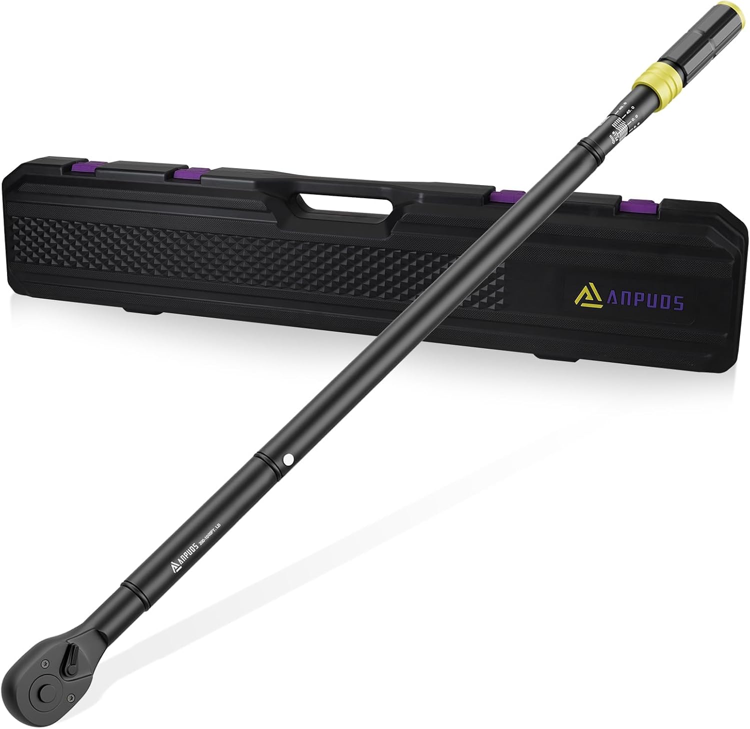 ANPUDS 3/4 Torque Wrench, 200-1000 Ft-Lb/271-1355 Nm, Heavy Duty Click Torque Wrench, 48-Tooth Quick Release Reversible Ratchet, Dual Scale for Semi Truck, Tractor & Diesel Maintenance