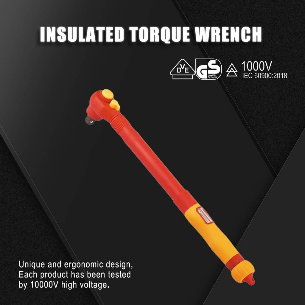 VDE1000V Insulated Torque Wrench, ASTM F1505 OSHA NFPA 70E Compliant, IEC 60900, Adjustable Torque with Scale Display, Individual Traceable ID, S625 (3/8' '20-100N.M)