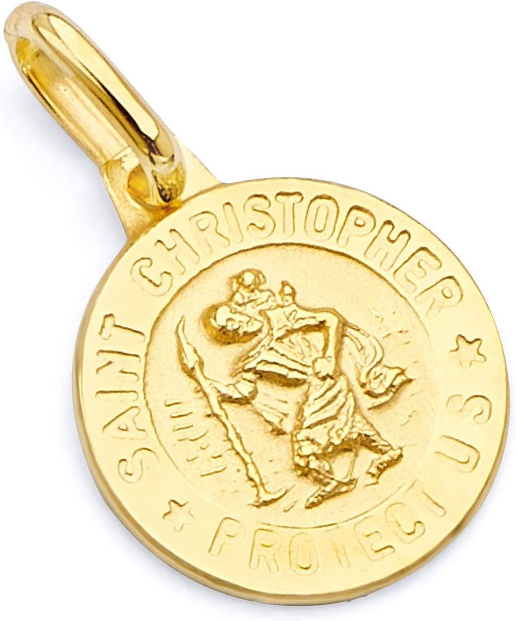 The World Jewelry Center 14k Yellow Gold Religious Saint Christopher Medal Pendant with 0.9mm Cable Chain Necklace