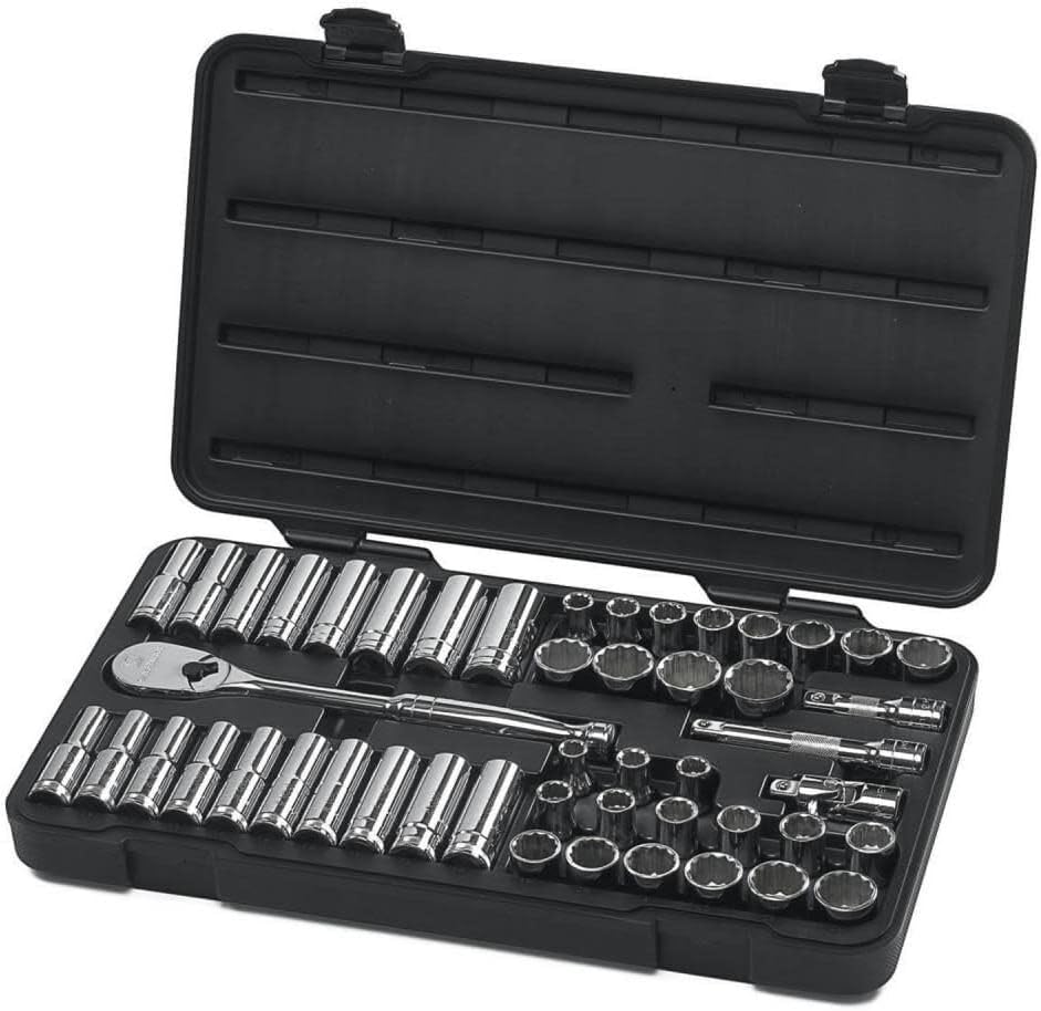 GEARWRENCH 49 Pc. 1/2' Drive 12 Pt. Mechanics Tool Set, Standard & Deep, SAE/Metric - 80701