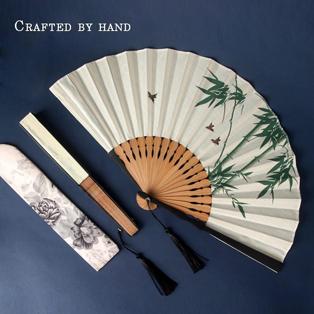 Decoration Folding Fan Antiquity Handheld Fans，Summer Portable Hand-Painted Hanfu Folding Fan for Home Decor Events Party Supplies Gift Elegant Hand Fan Fan (Color : Khaki)