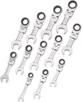 Dynamic Tools D076608 Metric Stubby Flex Head Combination Ratcheting Wrench Set (12 Piece), 8mm to 19mm