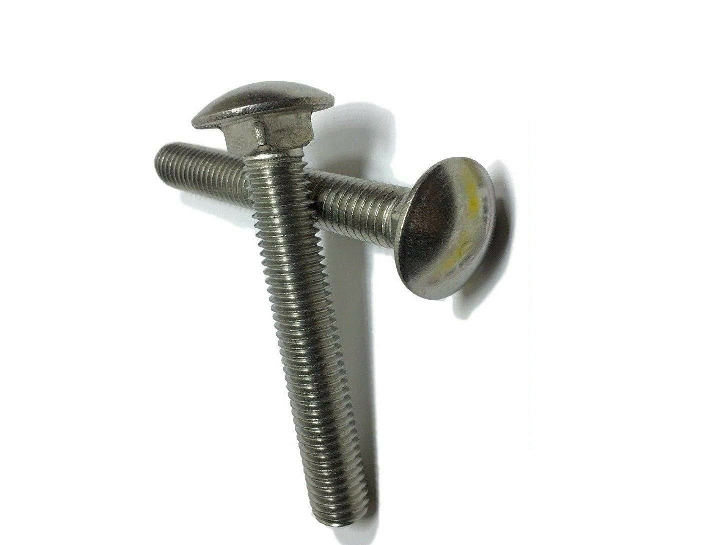 Pr-Mch Package of 10, 7/16-14 x 1 1/4' Stainless Steel Metal Carriage Bolt Full Thread, 18-8/304 Set Kit #DR-D5539D