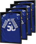 VERANI Jersey Frame Display Case 4 Pack - Football Shadow Box - Jersey Display Frame with Acrylic Door and Metal Hanger for Baseball Basketball Soccer Hockey Sport Shirt and Uniform, Black