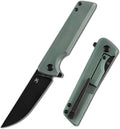 KANSEPT Anomaly Pocket Folding Knives EDC Camping Folding Knife 3.14'' Black Stonewashed CPM S35VN Material Pocket Folding Knife with Green Orange Peel Finish Titanium Handle Everyday Carry K2038A4