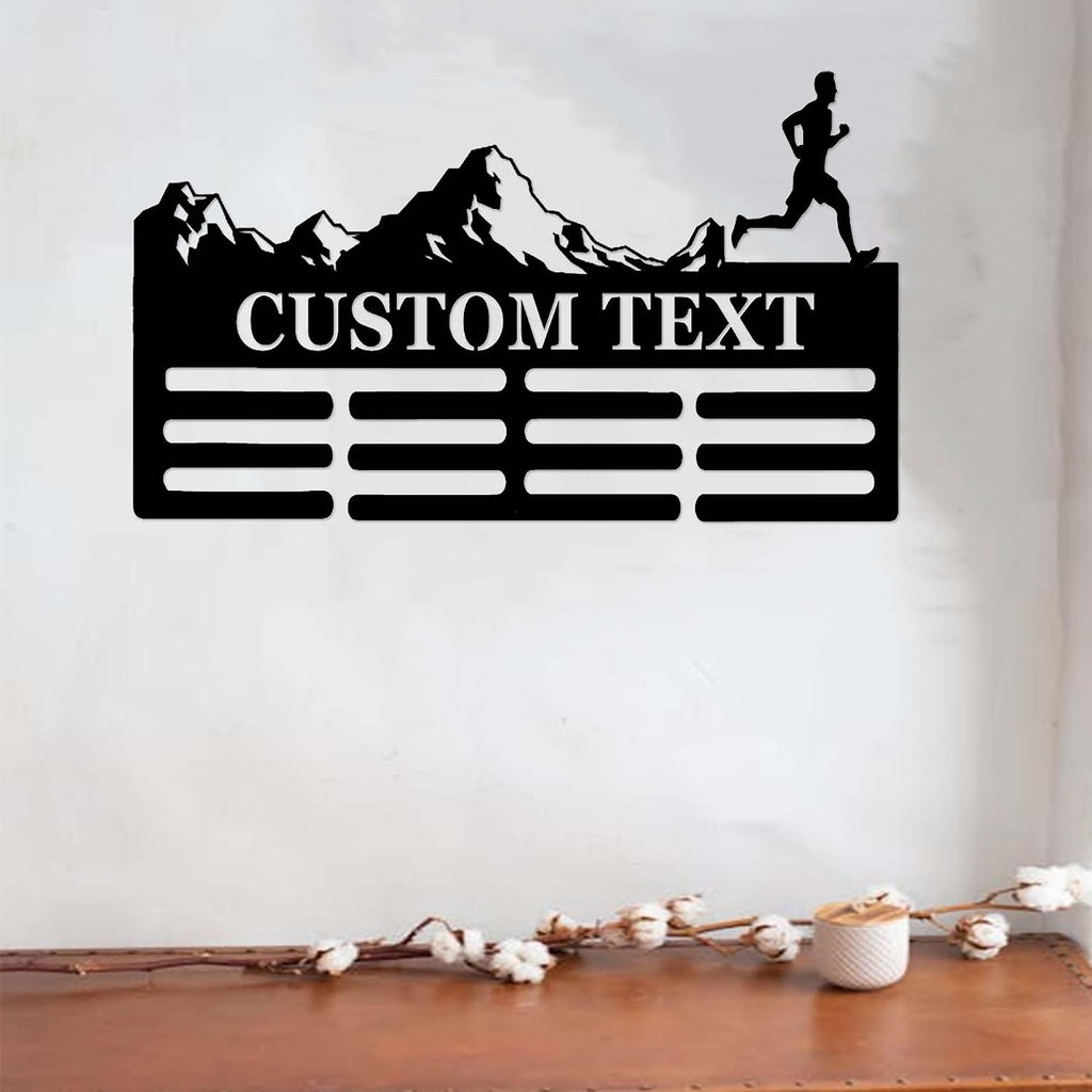 Custom Trail Runner Medals Holder, Personalized Male Female Runner Name Medals Hanger, Rack for Ribbons Award Holder, Mountain Running Medals Award Display