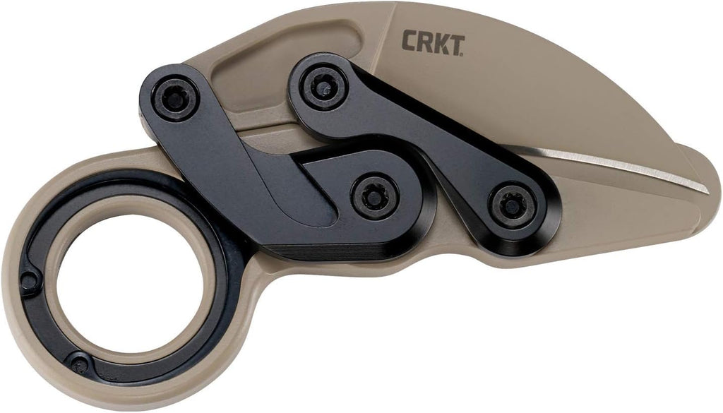 CRKT Provoke Desert Sand Kinematic EDC Folding Pocket Knife: Morphing Karambit, D2 Cerakote Blade, Kinematic Pivot Action, Integrated Safety Lock, Low Profile Pocket Clip 4040DS