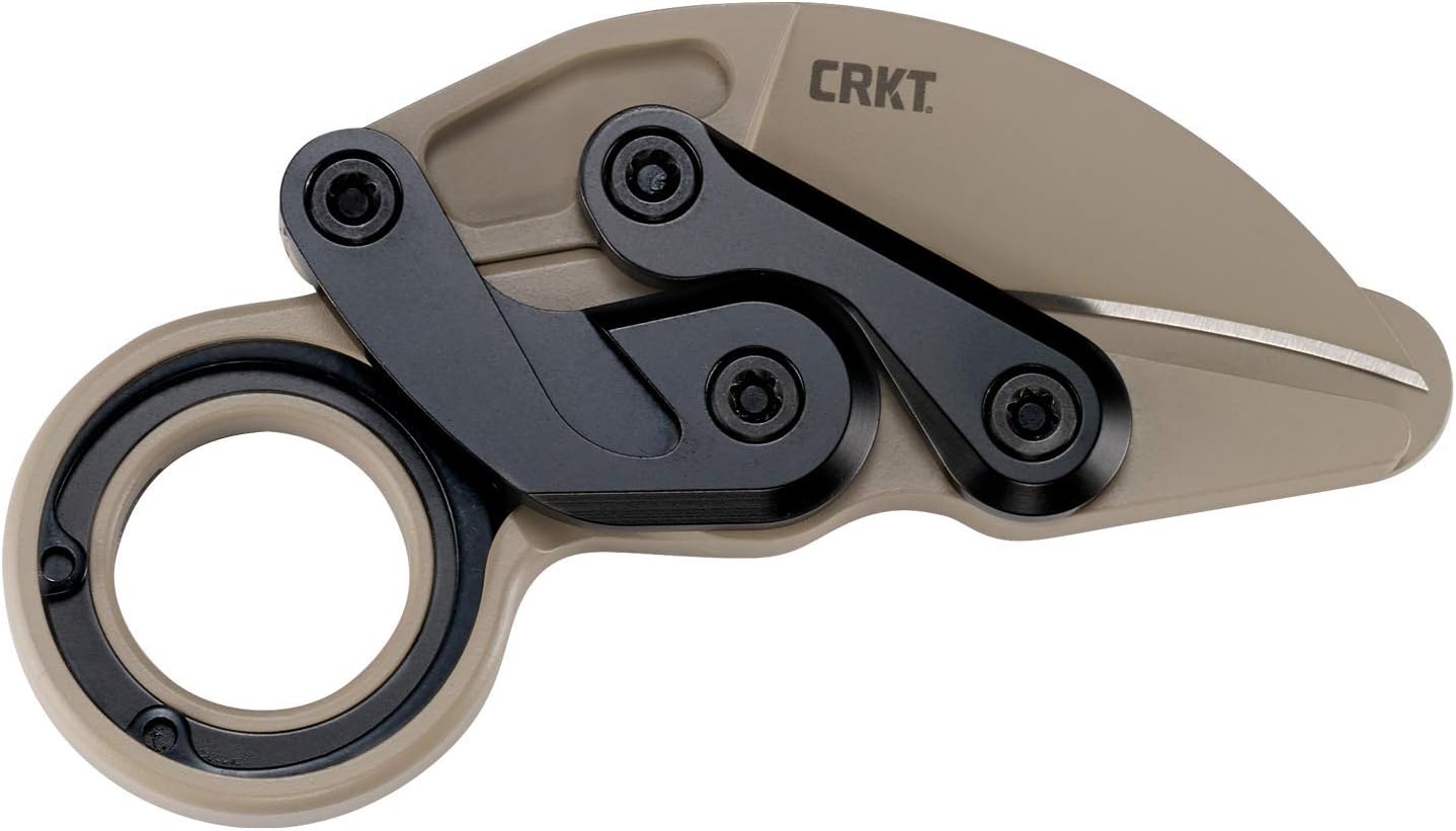 CRKT Provoke Desert Sand Kinematic EDC Folding Pocket Knife: Morphing Karambit, D2 Cerakote Blade, Kinematic Pivot Action, Integrated Safety Lock, Low Profile Pocket Clip 4040DS