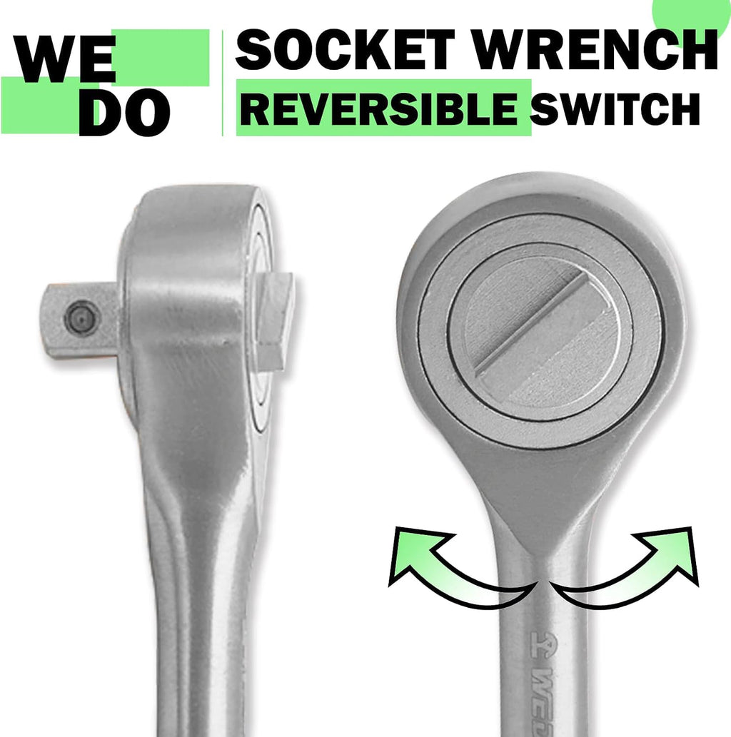 WEDO 1/2' Drive Ratchet Wrench,Quick-release Reversible Ratchet Wrench,Ratchet Socket Wrench, Stainless Steel,Length 245mm,Stainless Steel,Rust Proof,Corrosion Resistant,Die-Forged