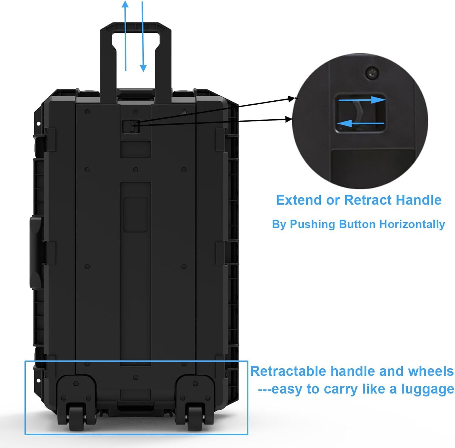 Regetek Waterproof Hard Case, 33 x 21 x 14 Inch, Equipment Case with Wheels/Customizable Foam/Retractable Handle for electronic, tool,cameras, Shockproof,Rolling Hard Case Inner 27.24'x15.6'x11.29'