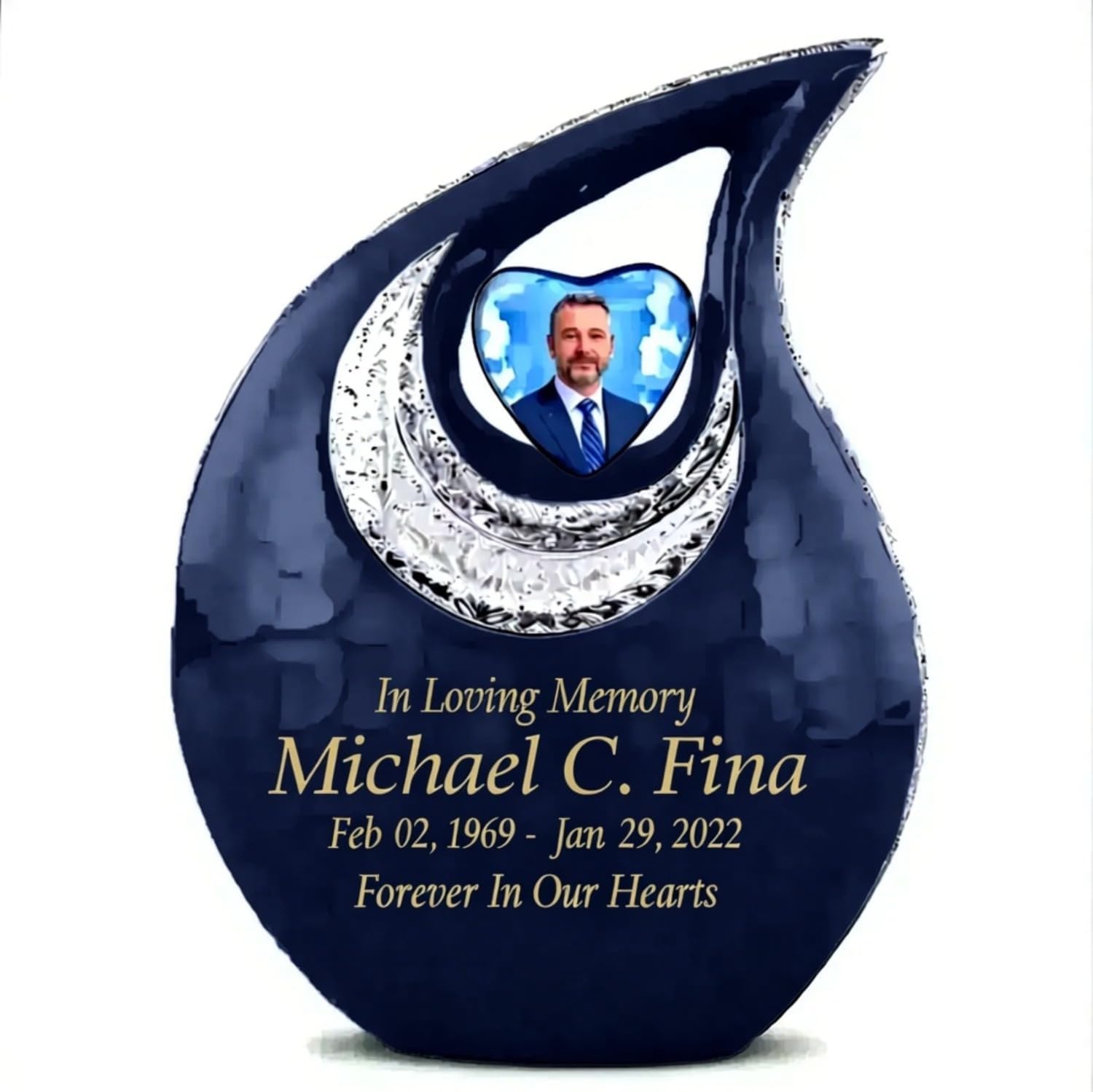 Large Tear Drop Urn for Human Ashes Adult Man & Female, 10 Inches Tall Memorial with Photo & Engraving Personalized Options, Outdoor Safe, 2.5 L Capacity, 100 Options Available from Keepsake Company