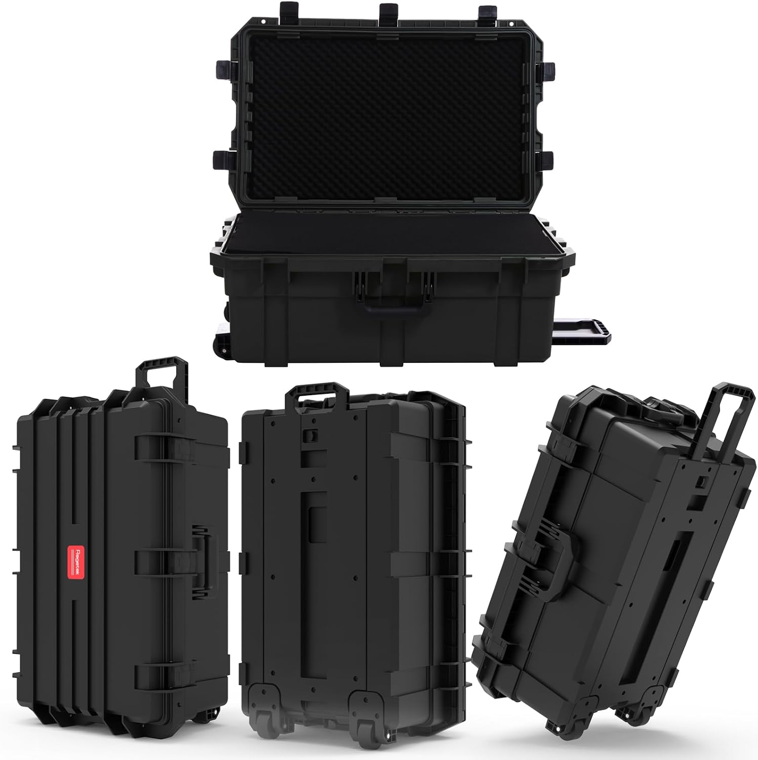 Regetek Waterproof Hard Case, 33 x 21 x 14 Inch, Equipment Case with Wheels/Customizable Foam/Retractable Handle for electronic, tool,cameras, Shockproof,Rolling Hard Case Inner 27.24'x15.6'x11.29'