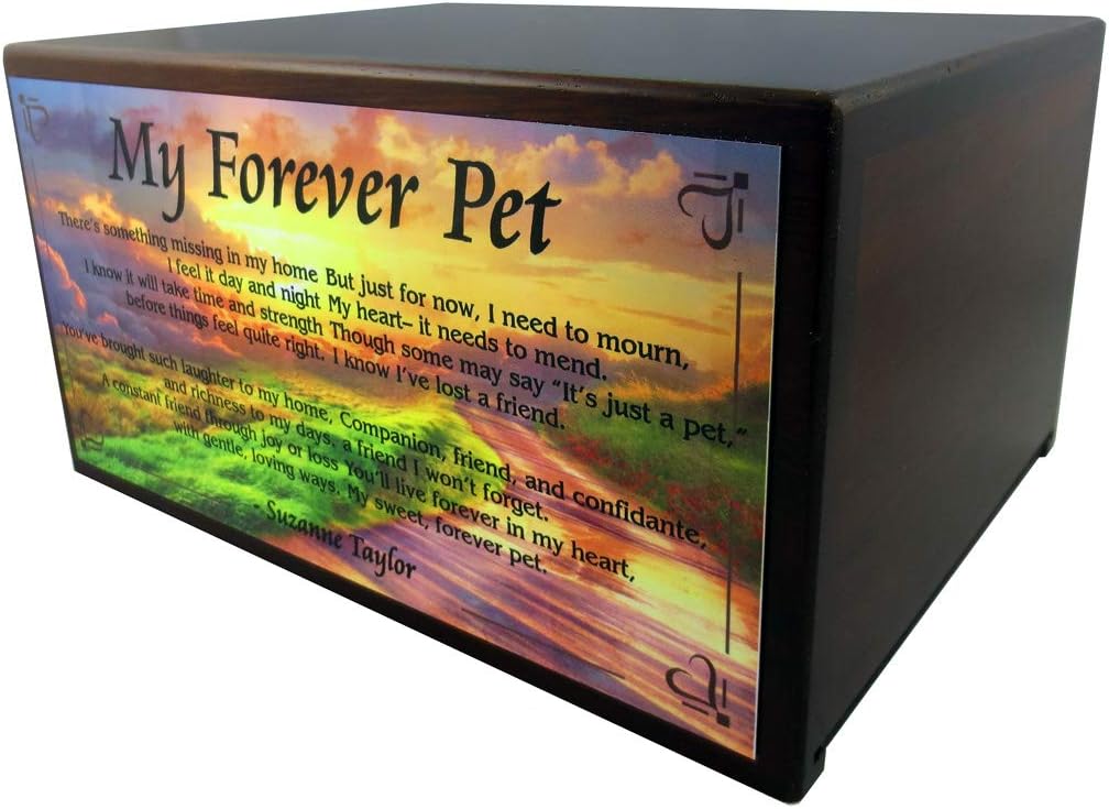 Wooden Pet Urns for Dogs with Yellow Labrador Figurine & Poem My Forever Pet | Personalized Dog Memorial Urn for Ashes | Medium Paulownia Pet Urn for Lab | Pet Memorial | Conversation Concepts