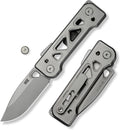 WeKnife Tyro Pocket Knife for Men, Superlock Folding Knife with 4-position Pocket Clip, 2.91' CPM 20CV Steel Blade 6AL4V Titanium Handle, Designed by Snecx Tan WE24001-2 (Gray)