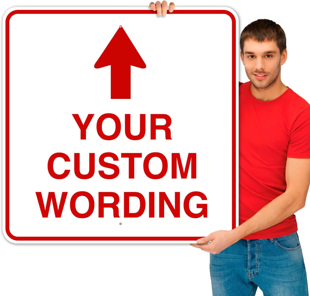Custom Personalized, withUp Arrow, 36x36 Inches, Rust Free .063 Aluminum, Fade Resistant, Made in USA