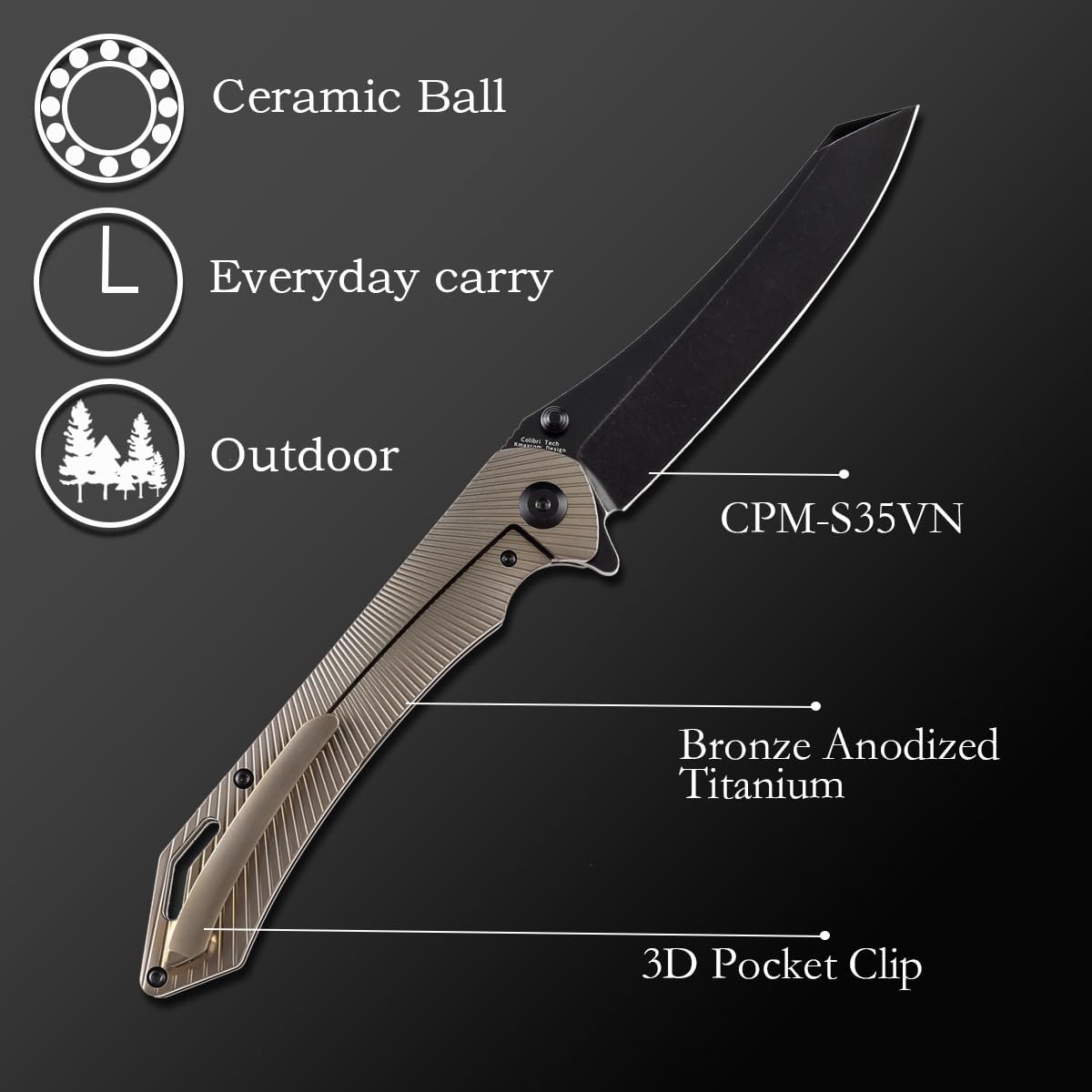 KANSEPT Colibri Tech Pocket Folding Knife for Men